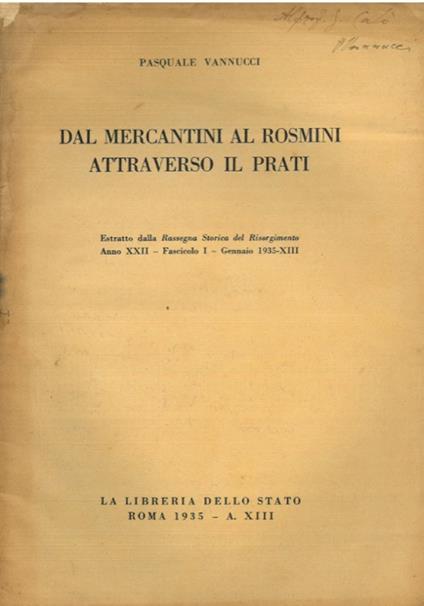 Dal Mercantini al Rosmini attraverso il Prati - Pasquale Vannucci - copertina