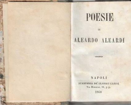 Poesie - Aleardo Aleardi - copertina