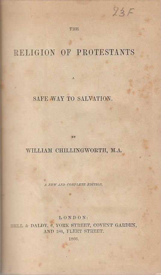 The religion of protestants a safe way to salvation - copertina