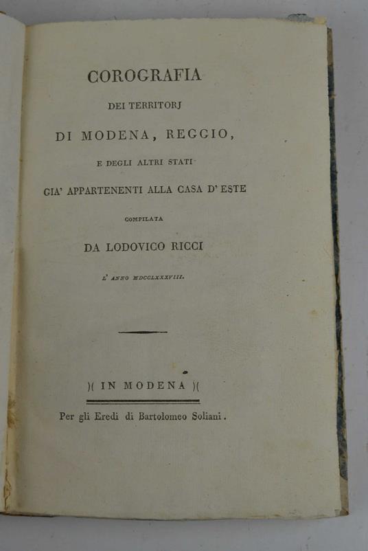 Corografia dei territori di Modena, Reggio, e degli altri stati già appartenenti alla casa d'este… - copertina