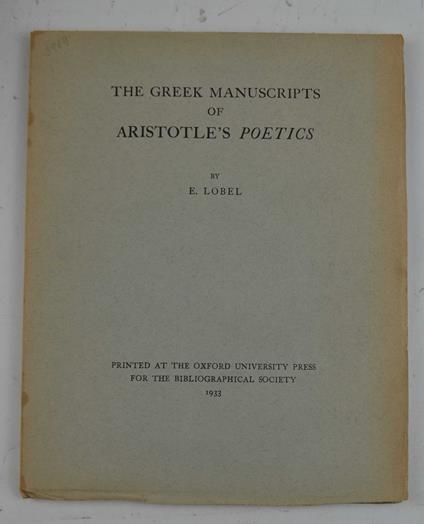 The greek manuscripts of Aristotle's poetics… - copertina
