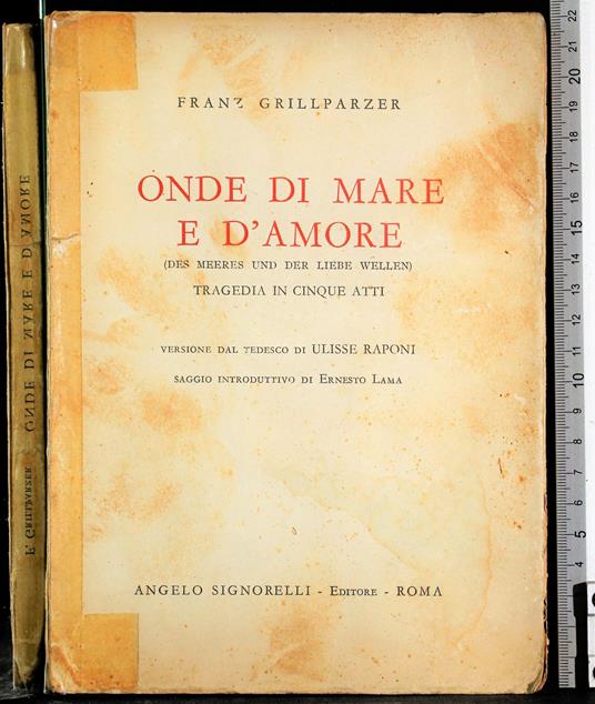 Onde di mare e d'amore - Franz Grillparzer - copertina
