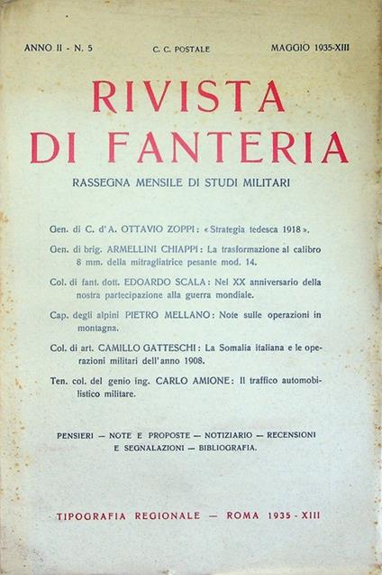Rivista di fanteria: rassegna mensile di studi militari: Anno II - N. 5 - Maggio 1935-XIII - copertina