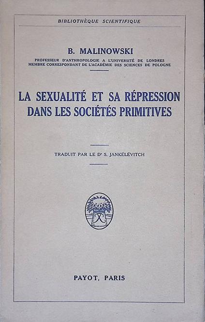 sexualité et sa répression dans les sociétés primitives - copertina