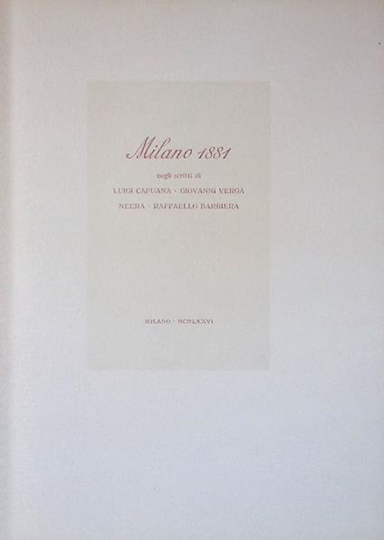Milano 1881 - copertina