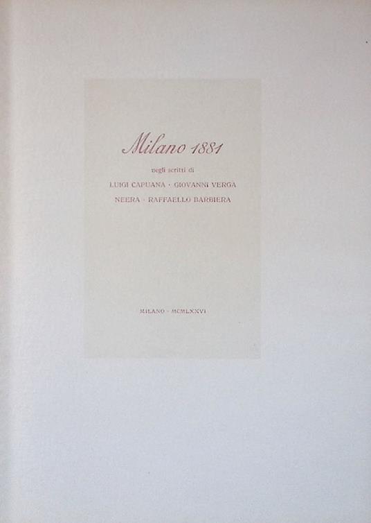Milano 1881 - copertina