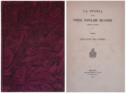 storia nella poesia popolare milanese. Tempi vecchi - Giovanni De Castro - copertina