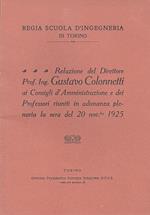 Relazione del direttore prof. ing. Gustavo Colonnetti ai Consigli d' Amministrazione e dei Professori riuniti in adunanza plenaria la sera del 20 novembre 1925