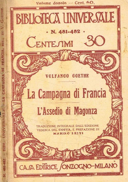 La campagna di Francia. L'assedio di Magonza - Johann Wolfgang Goethe - copertina