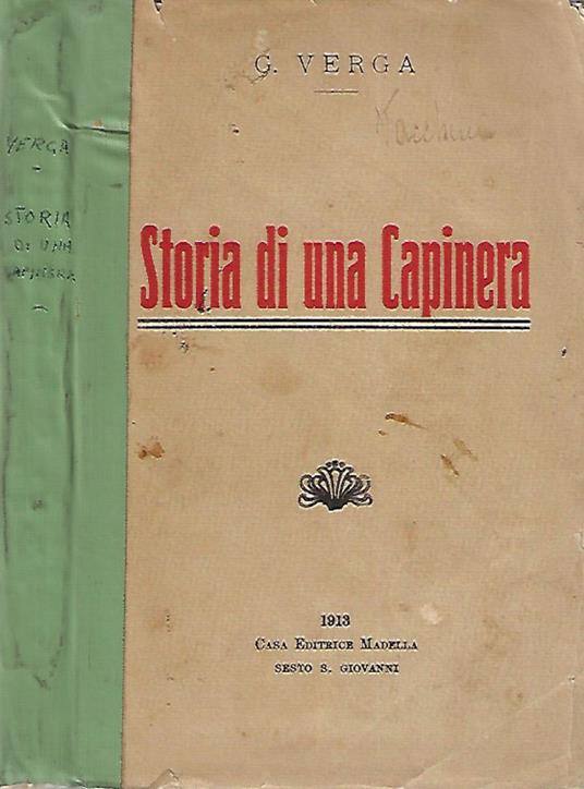 Storia di una capinera - Giovanni Verga - Libro Usato - Casa Editrice  Madella 