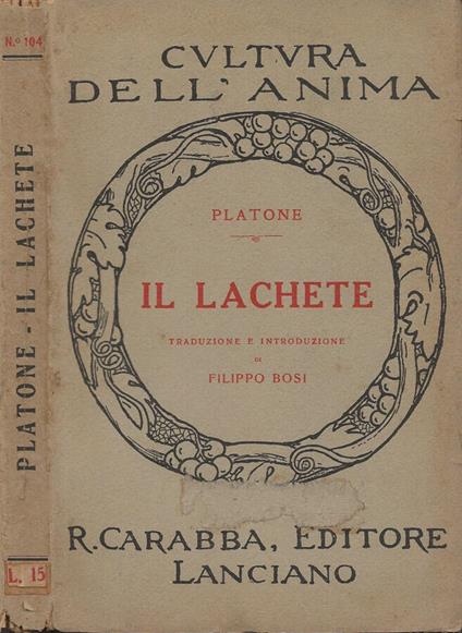 Il Lachete - Platone - copertina