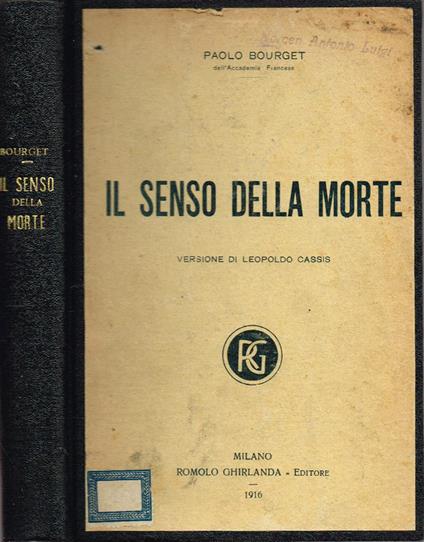 Il senso della morte - Paul Bourget - copertina