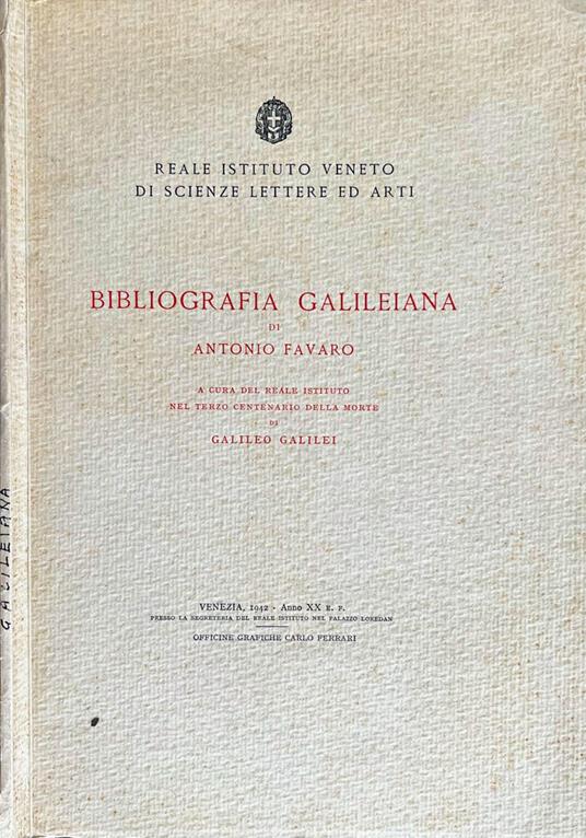 Bibliografia Galileiana - Antonio Favaro - copertina