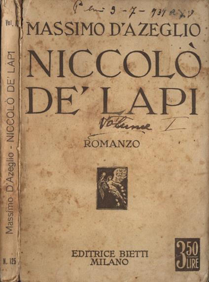 Niccolò de' Lapi Vol. I - Massimo D'Azeglio - copertina