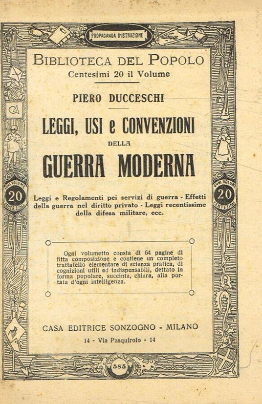 Leggi, usi e convenzioni della guerra moderna - Piero Ducceschi - copertina
