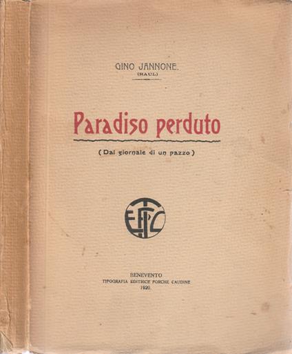 Paradiso perduto - Gino Jannone - copertina