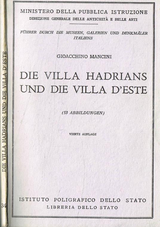 Die villa hadrians und die villa d'Este - Gioacchino Mancini - copertina