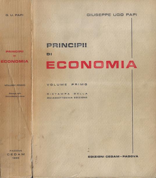 Principii di economia Vol. I - Giuseppe Ugo - copertina