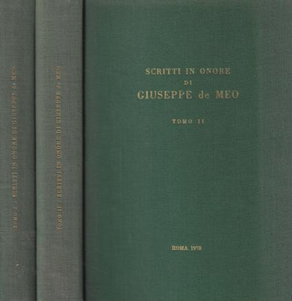 Scritti in onore di Giuseppe de Meo - copertina