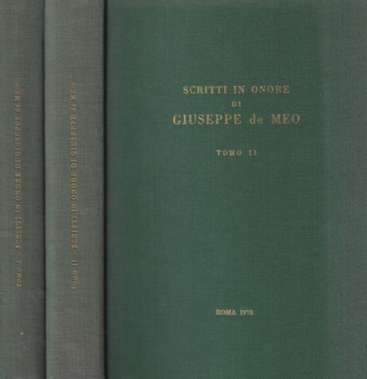 Scritti in onore di Giuseppe de Meo - copertina