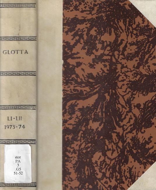 Glotta Vol. LI-LII 1973-1974 - copertina