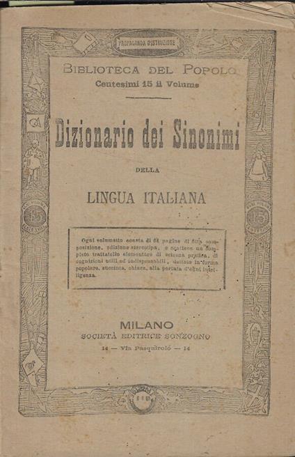 Dizionario dei sinonimi della lingua italiana - copertina