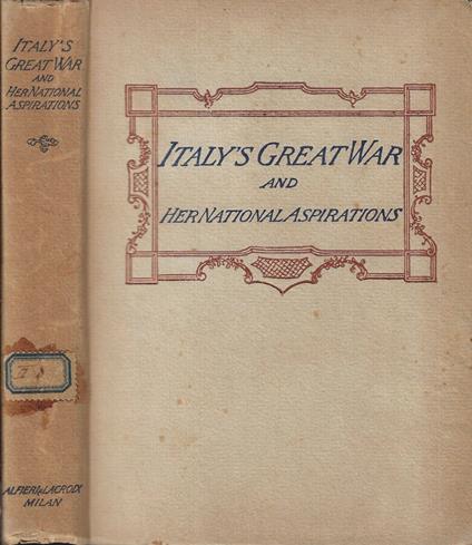 Italy's great war and her national aspirations - copertina