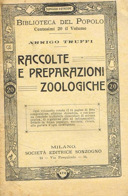 Raccolte e preparazioni zoologiche - copertina