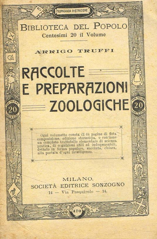 Raccolte e preparazioni zoologiche - copertina