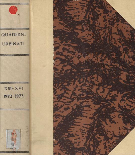 Quaderni urbinati XIII-XVI 1972-1973 - copertina