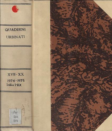 Quaderni urbinati XVII-XX 1974-1974 indice I-XX - copertina