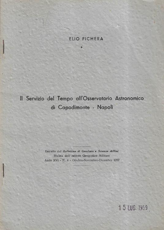 Il servizio del tempo all'osservatorio astronomico di Capodimonte Napoli - copertina