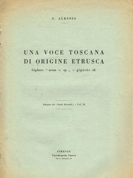 Una voce toscana di origine etrusca - copertina