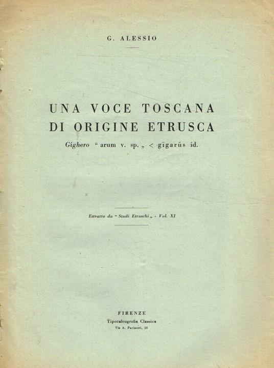 Una voce toscana di origine etrusca - copertina