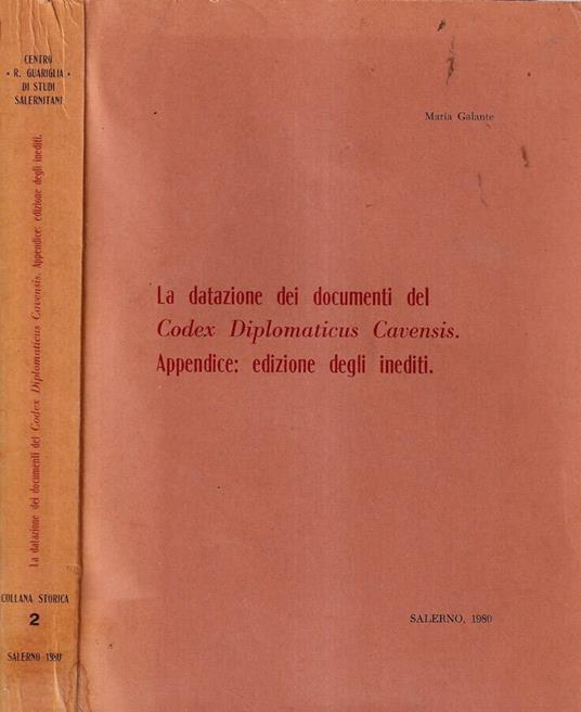 La datazione dei documenti del Codex Diplomaticus Cavensis - copertina