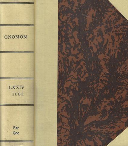 Gnomon Vol. 74 anno 2002 - copertina