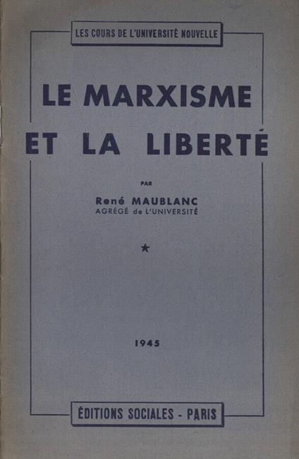 Le marxisme et la liberté - copertina
