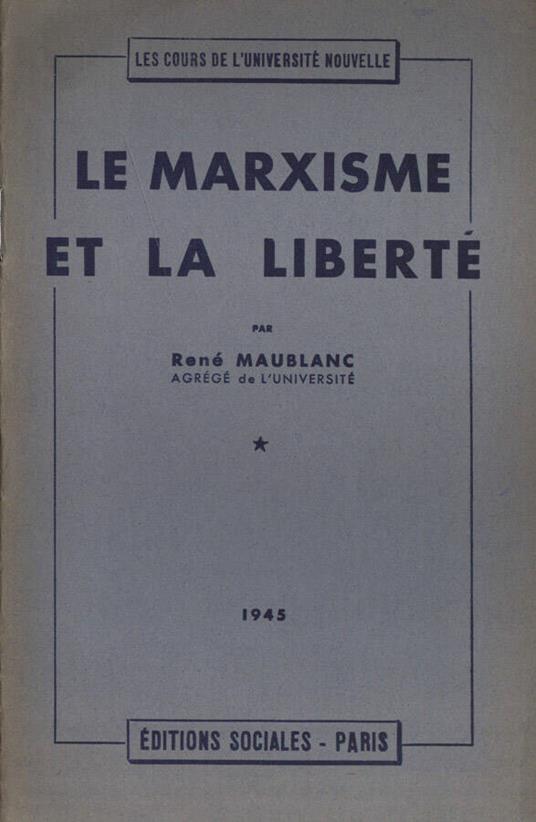 Le marxisme et la liberté - copertina