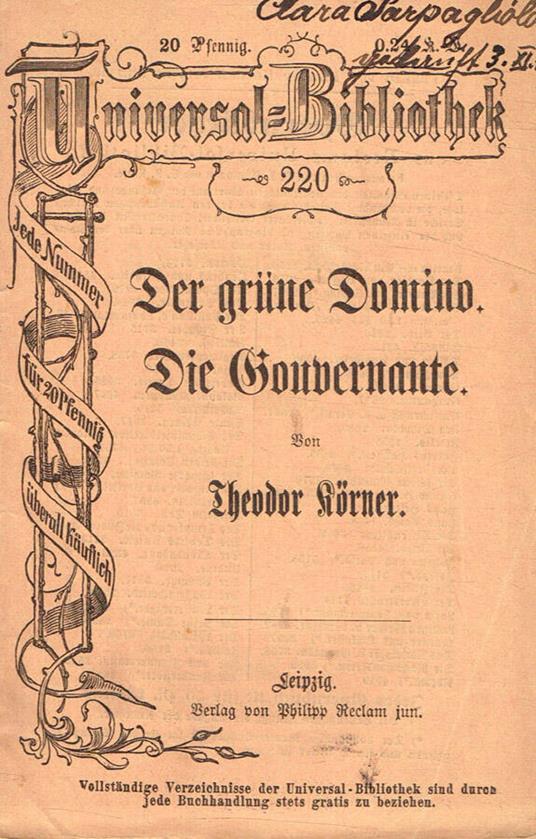 Der grune domino. Die gouvernante - copertina
