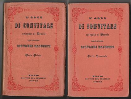 L' arte di convitare spiegata al popolo - Giovanni Rajberti - copertina