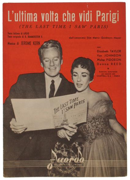 L' Ultima Volta Che Vidi Parigi. Spartito X Canto Mandolino O Fisarmonica - Kern Jerome, Ardo (Hammerstein Ii O.) - Accordo, - 1940 - copertina