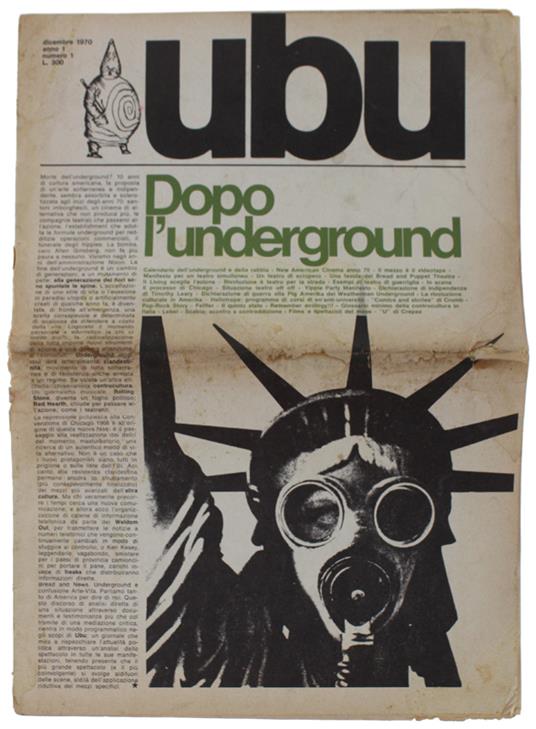 Ubu - Anno 1 Numero 1, Dicembre 1970 - Quadri Franco (Direttore) - Milano Libri Edizioni, - 1970 - copertina