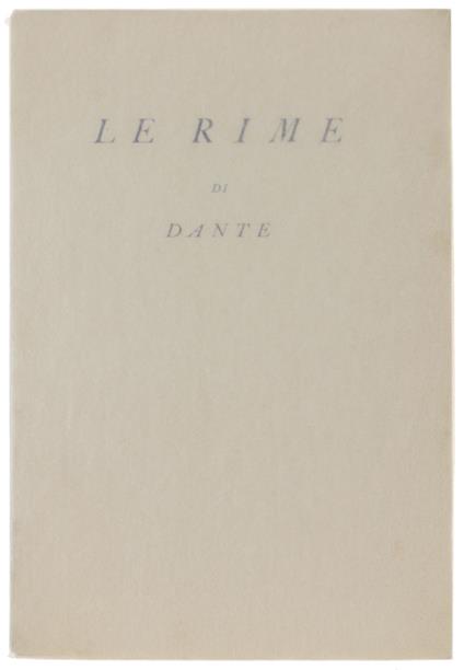 Le Rime - Dante Alighieri - copertina