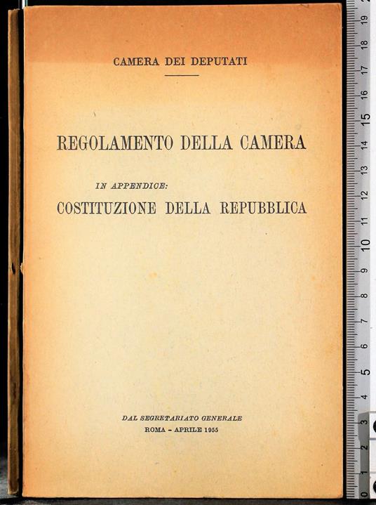 Regolamento della camera - copertina