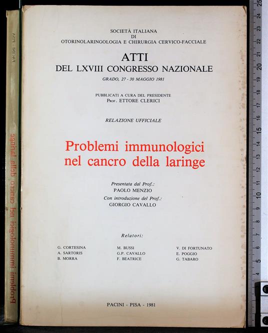 Atti… Problemi immunologici nel cancro della laringe - copertina
