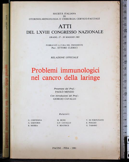 Atti… Problemi immunologici nel cancro della laringe - copertina