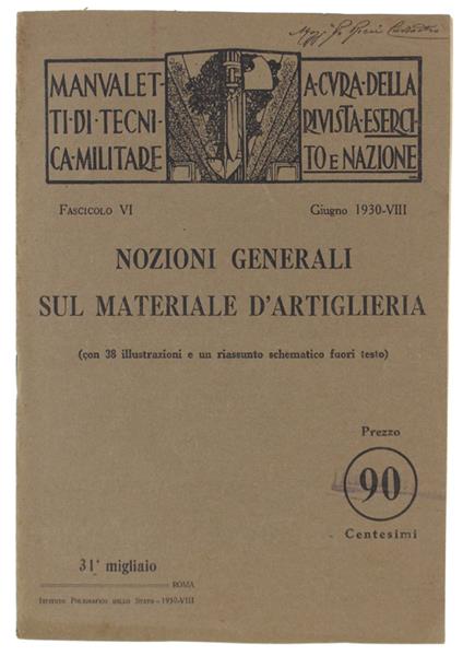Nozioni Generali Sul Materiale D'Artiglieria - copertina