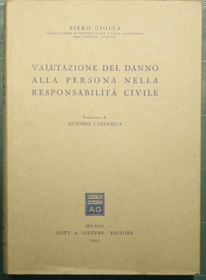 Valutazione del danno alla persona nella responsabilità civile - copertina