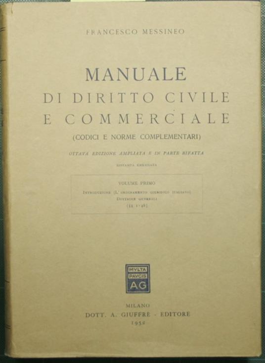 Manuale di Diritto Civile e Commerciale - Francesco Messineo - copertina
