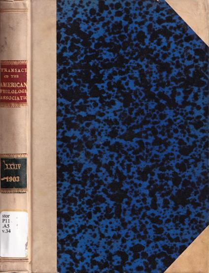 Transactions and proceedings of the american philological association, volume XXXIV, 1903 - copertina